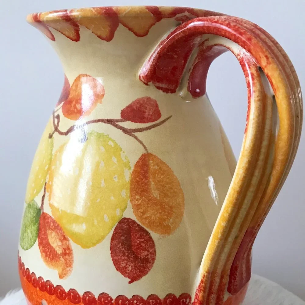 Anthropologie Hand Painted Ceramic Lemon Tree Pitcher Jug Made in Italy